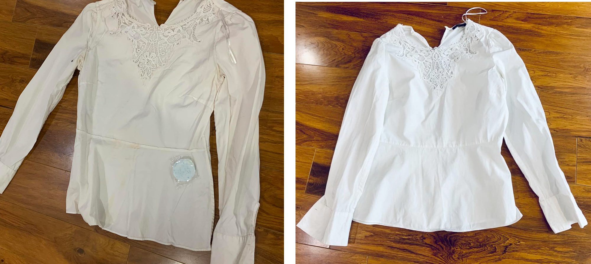 quần áo màu trắng bị đổi màu