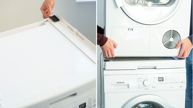 Đặt máy sấy trên máy giặt