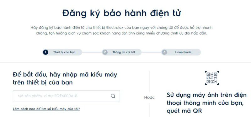 hướng dẫn đăng kí bảo hành sản phẩm electrolux