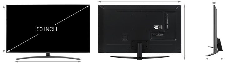tivi 50 inch dài rộng bao nhiêu cm