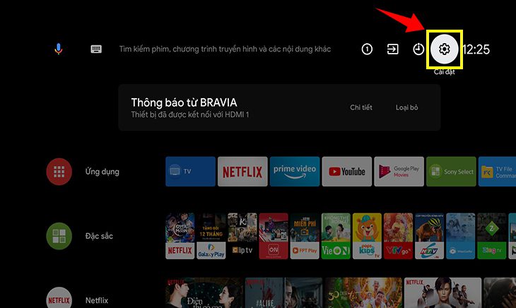Nhấn vào phần Cài đặt/Setting