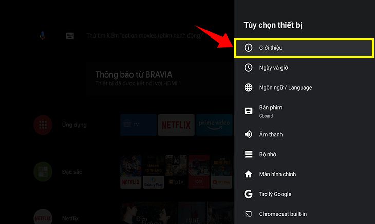 Nhấn vào phần Giới thiệu/About