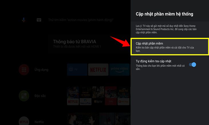 Nhấn vào cập nhật phần mềm