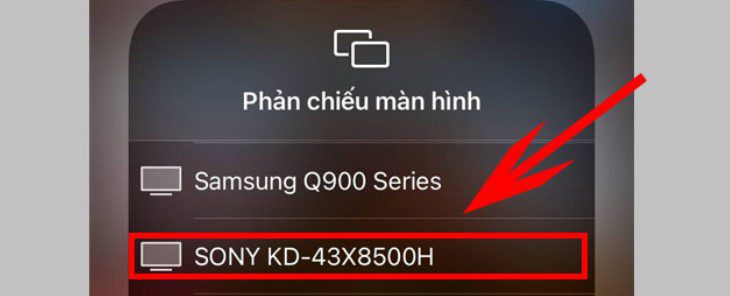 chọn tên tivi mà bạn muốn kết nối