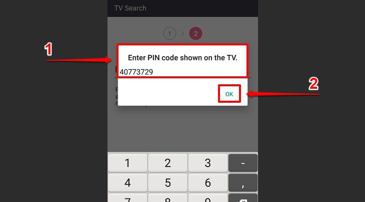 Nhập mã pin và chọn OK