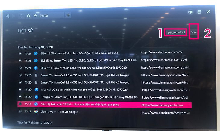 Nếu bạn muốn xóa link nào thì tích vào link đó, hoặc bạn Chọn tất cả Nếu bạn muốn xóa link nào thì tích vào link đó, hoặc bạn Chọn tất cả