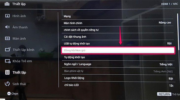 Cách hẹn giờ bật, tắt trên smart tivi cơ bản Sony 2018