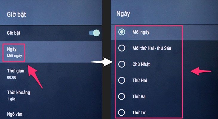 Hẹn giờ tắt, bật cho tivi Sony