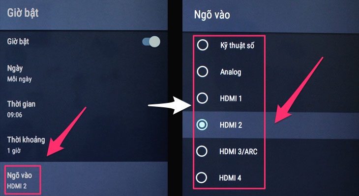 Hẹn giờ tắt, bật cho tivi Sony