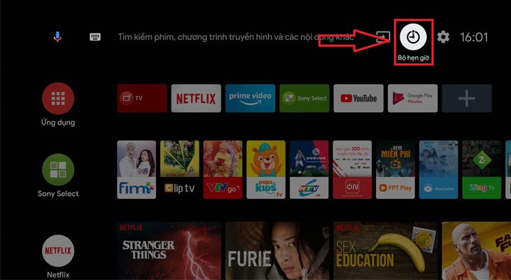 Bộ hẹn giờ trên tivi Sony