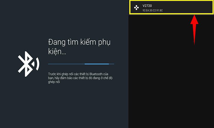 Hiển thị danh sách các thiết bị Bluetooth khả dụng trong phạm vi tìm kiếm