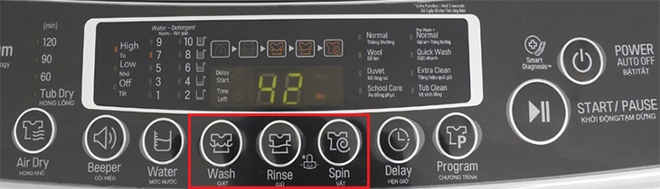 các chế độ giặt tùy chọn trên máy giặt lg cửa trên
