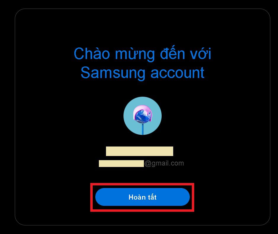 hoàn tất đăng ký tài khoản Samsung trên máy tính