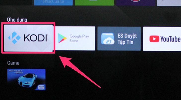 chọn Ứng dụng cần xoá trên tivi sony