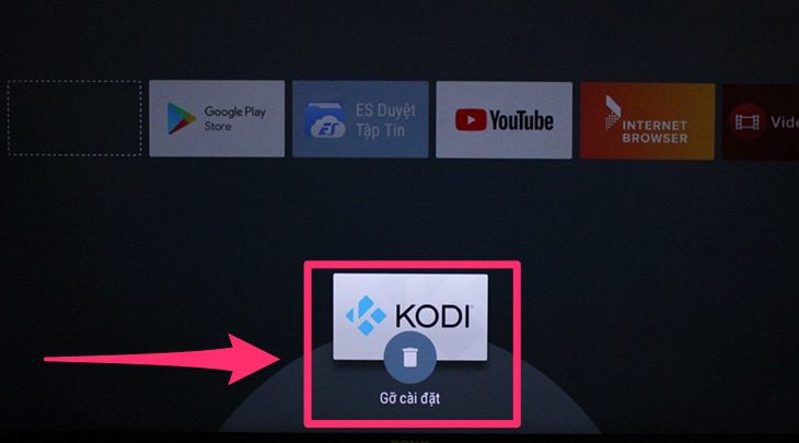 gỡ Ứng dụng cần xoá trên tivi sony