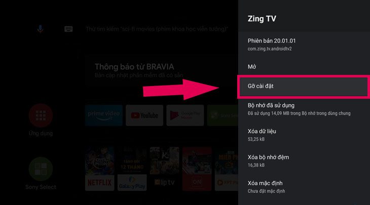 Chọn Gỡ cài đặt