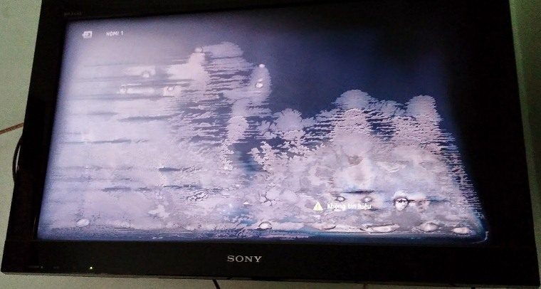 1. Biểu hiện bên ngoài cho thấy tivi bị phồng rộp, mốc