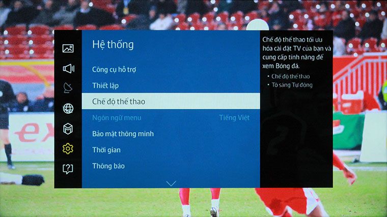 2. Cách bật chế độ bóng đá trên tivi Samsung