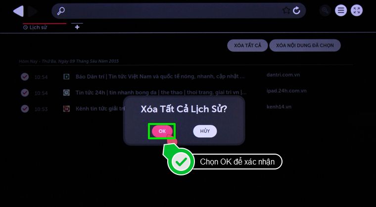 Nếu bạn muốn xóa tất cả lịch sử duyệt web: