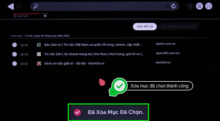 Nếu bạn muốn xóa từng mục lịch sử duyệt web: