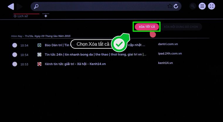 Nếu bạn muốn xóa tất cả lịch sử duyệt web: