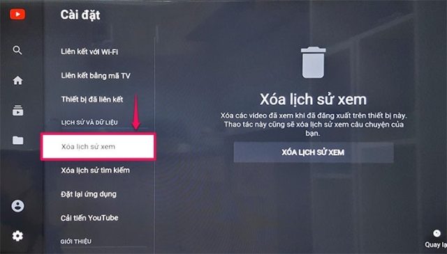 Cách xóa lịch sử xem trên Smart tivi