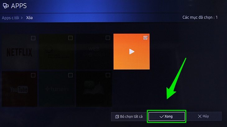 2. Cách xoá ứng dụng trên Smart tivi Samsung 2016