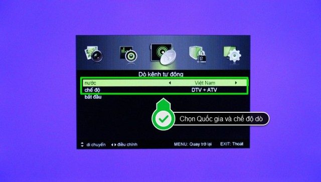 Các bước để tiến hành dò kênh trên tivi Asanzo thường