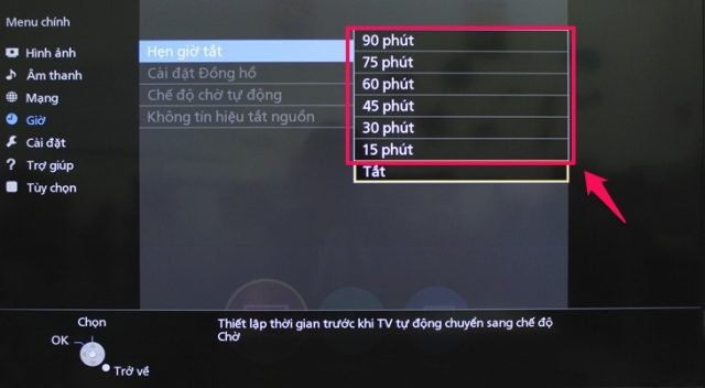 2. Cách hẹn giờ tắt cho tivi Panasonic