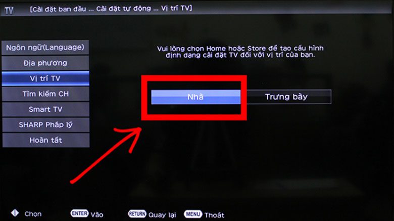 cài đặt vị trí TV