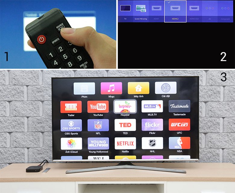 chọn đầu vào dữ liệu khi kết nối iPhone với tivi Sony