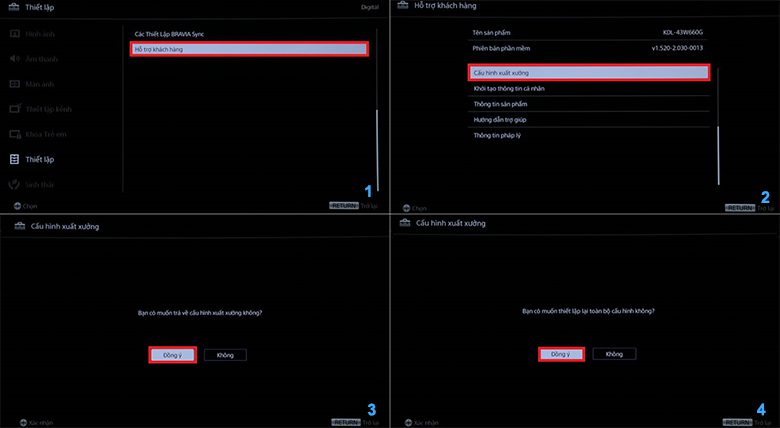 reset smart tivi sony khắc phục tivi bị mất màu bước 2