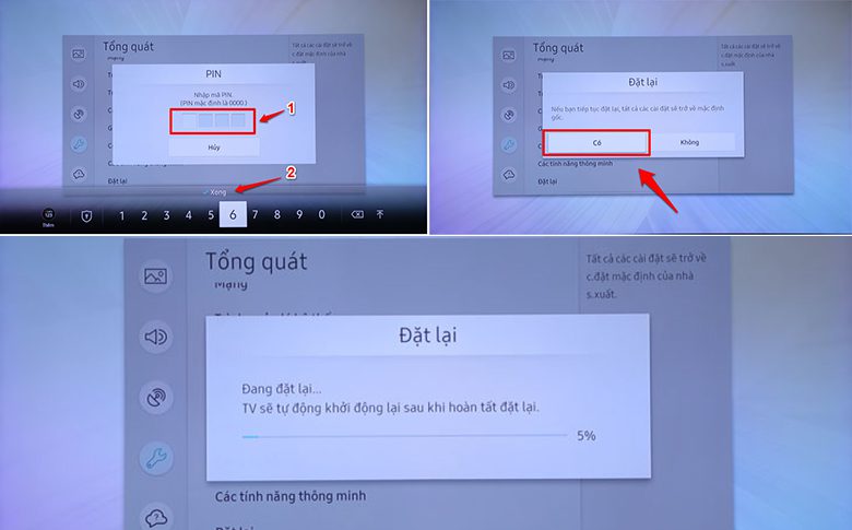 reset smart tivi samsung khắc phục tivi bị mất màu bước 2
