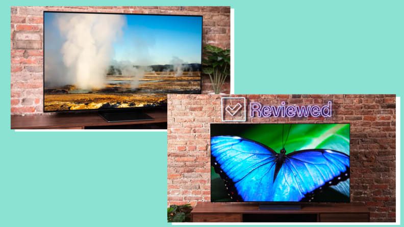 Hai hình ảnh tương phản của LG G2 và Samsung S95B có thiết kế đẹp mắt.