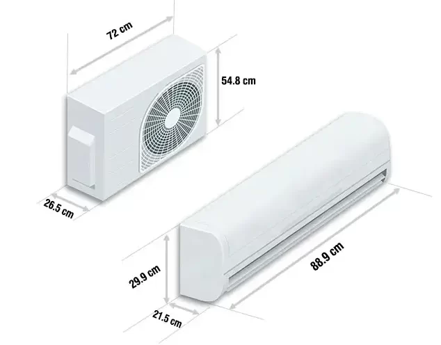 Kích thước dàn nóng, lạnh điều hòa Samsung 18000BTU AR18CYFAAWKNSV