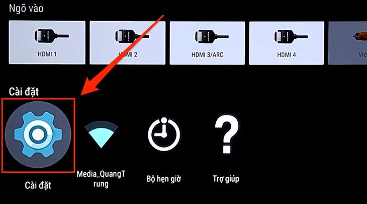 Mục Cài đặt trên Android tivi Sony