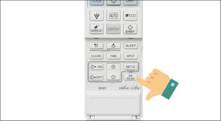 Nhấn nút WLAN để hoàn tất kết nối điện thoại và máy lạnh sharp