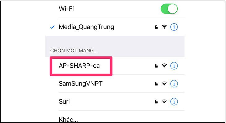 kết nối điện thoại với sóng Wifi của máy lạnh sharp