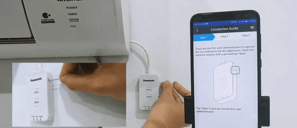 ử dụng ghim nhấn vào nút Reset trên cục adaptor wifi