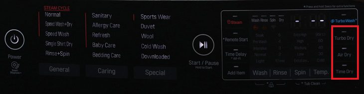 Chương trình sấy máy giặt LG F2721HTTV