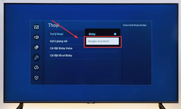 Lúc này bạn hãy chọn mục Google Assistant. cài đặt Google Assistant trên tivi Samsung