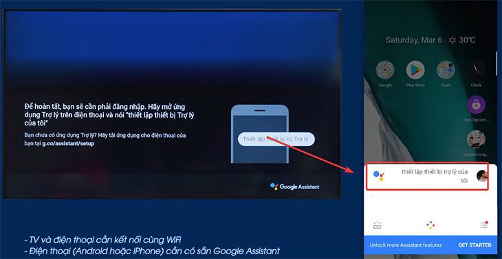 Bạn hãy mở ứng dụng lên và hãy đọc lệnh đăng nhập Google Assistant trên tivi Samsung bằng điện thoại