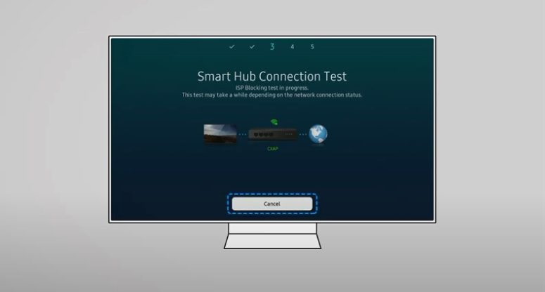 Sử dụng Chăm sóc Thiết bị trên tivi Samsung Kiểm tra kết nối Smart Hub