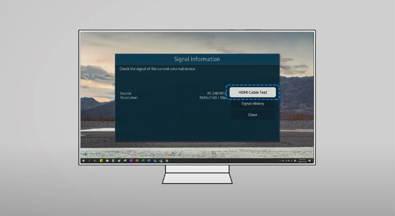 Các sử dụng Chăm sóc Thiết bị trên tivi Samsung kiểm tra Thông tin Tín hiệu