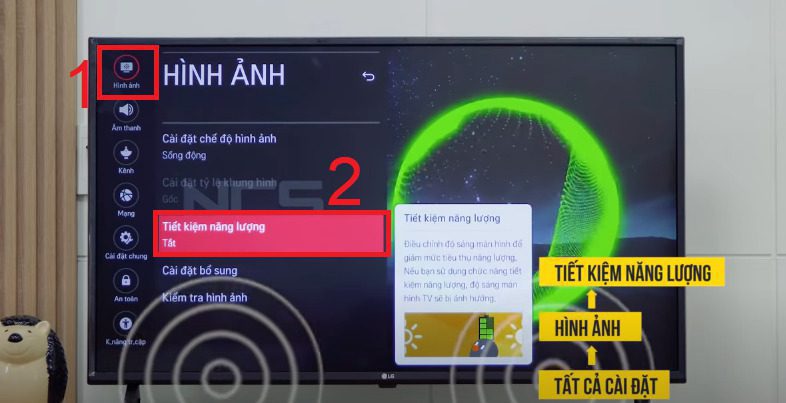 Chọn vào mục Hình ảnh > Chọn mục Tiết kiệm năng lượng.