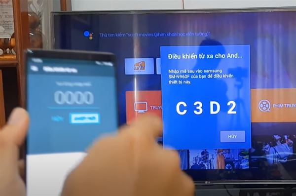nhập mã xác nhận (hiện trên màn hình tivi Casper) vào điện thoại để có thể kết nối