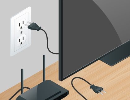 Next, plug the power cables back into your TV and router. This will perform a soft reset of both devices.