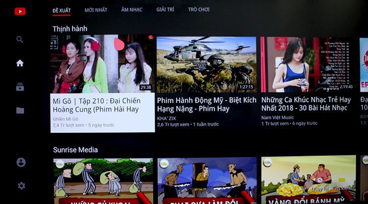 Tivi chưa được cài YouTube for Android TV