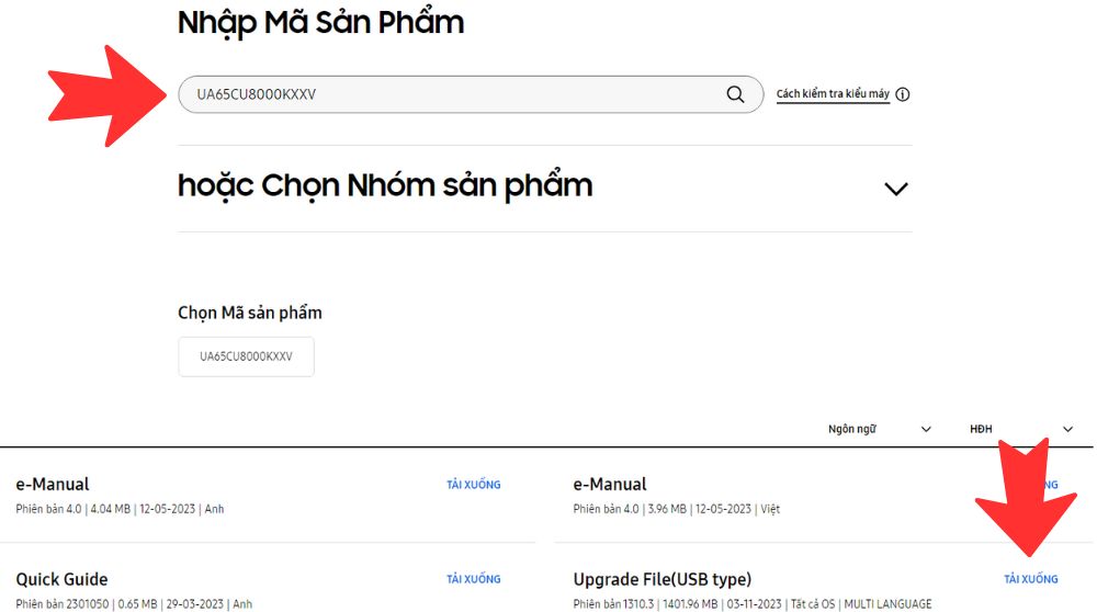 tải bản cập nhật mới nhất của tivi Samsung