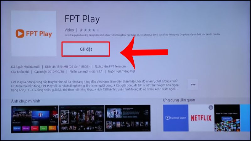 Nhấn vào Cài đặt để tải ứng dụng FPT Play Nhấn vào Cài đặt để tải ứng dụng FPT Play